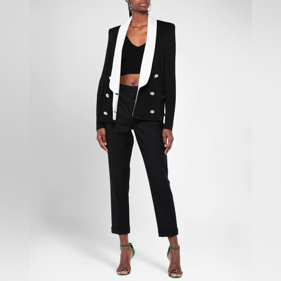 Balmain White Collar Black Suit Jacket size FR 38 - Picture 2 of 10